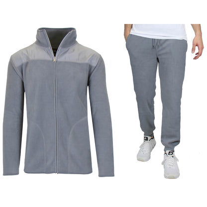 2-Piece: Men's Polar Fleece Sweater Jacket & Jogger Sweatpants Set