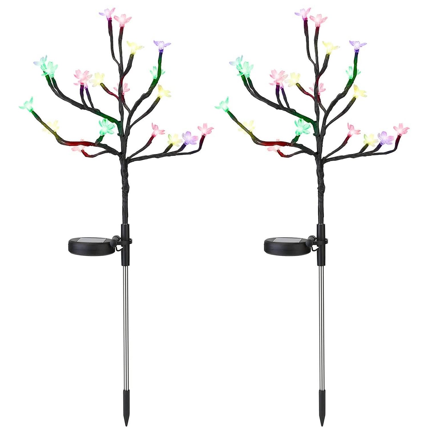 2-Piece: Outdoor Solar Light Cherry Blossom Flower Landscape Light