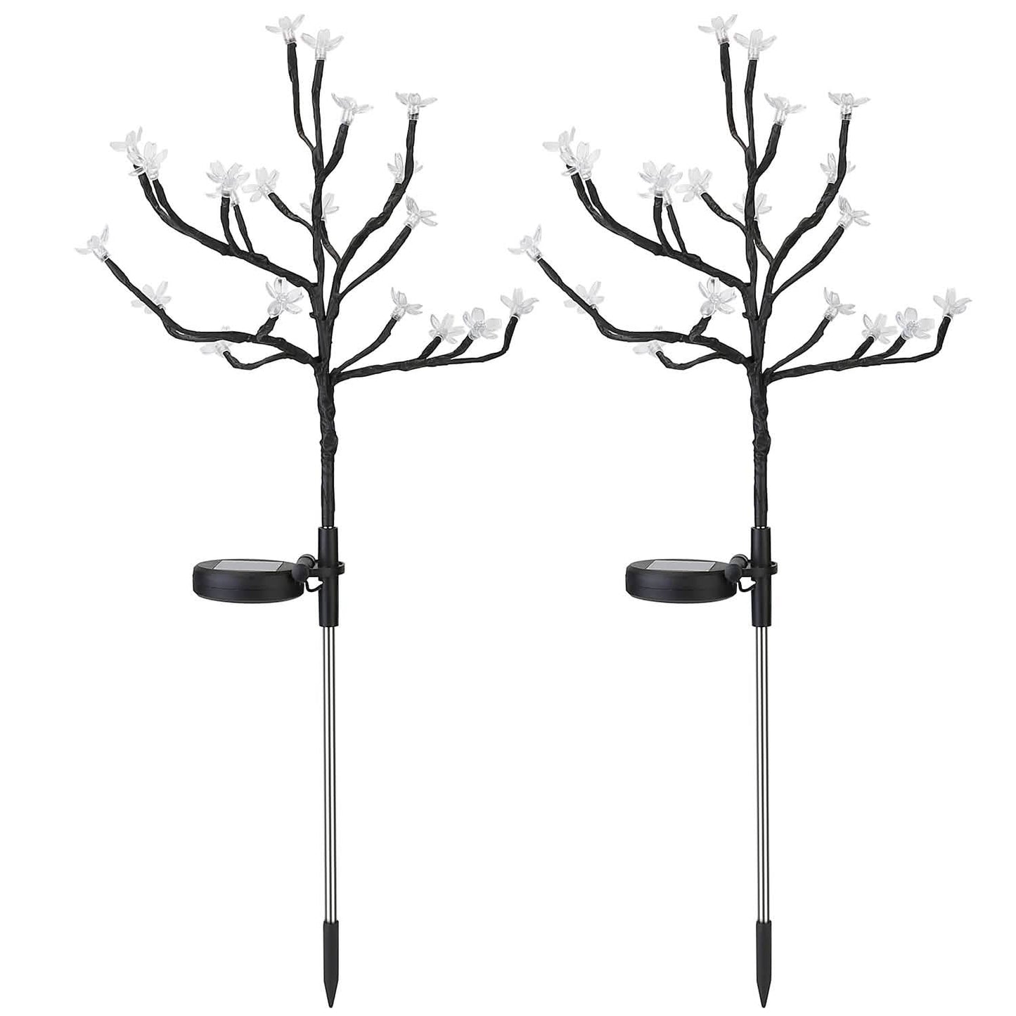 2-Piece: Outdoor Solar Light Cherry Blossom Flower Landscape Light