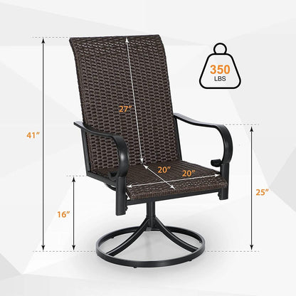 2-Piece: Outdoor Swivel Rattan Dining Chair Set