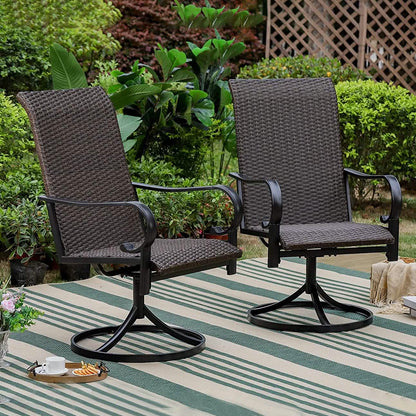 2-Piece: Outdoor Swivel Rattan Dining Chair Set
