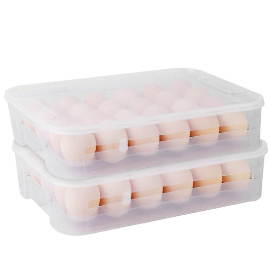 2-Piece: Plastic Egg Holder Stackable Egg Storage Box