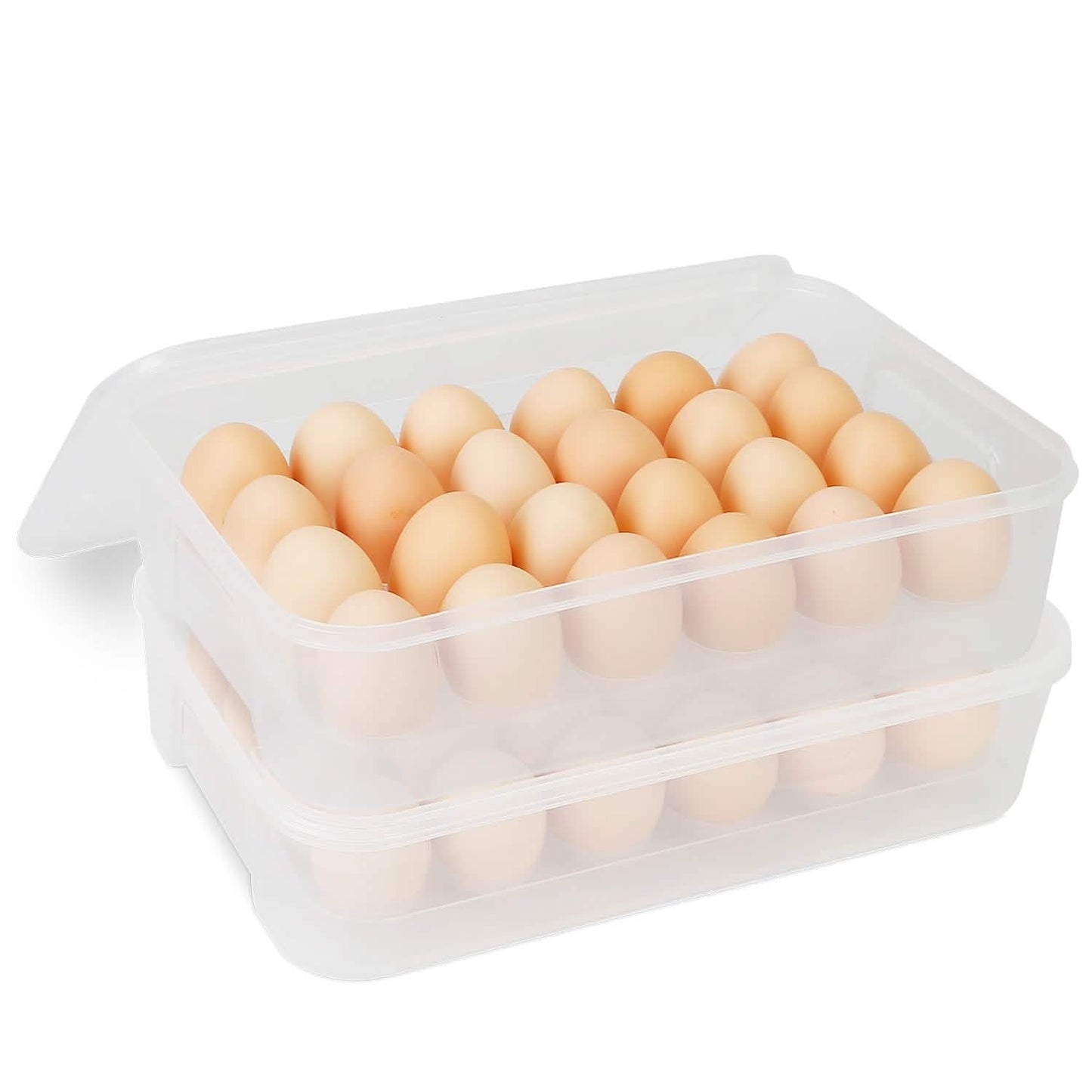 2-Piece: Plastic Egg Holder Stackable Egg Storage Box