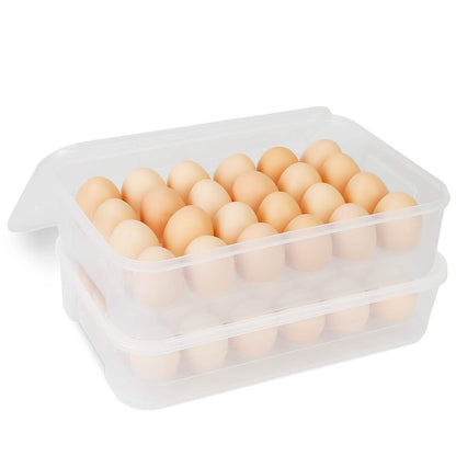 2-Piece: Plastic Egg Holder Stackable Egg Storage Box