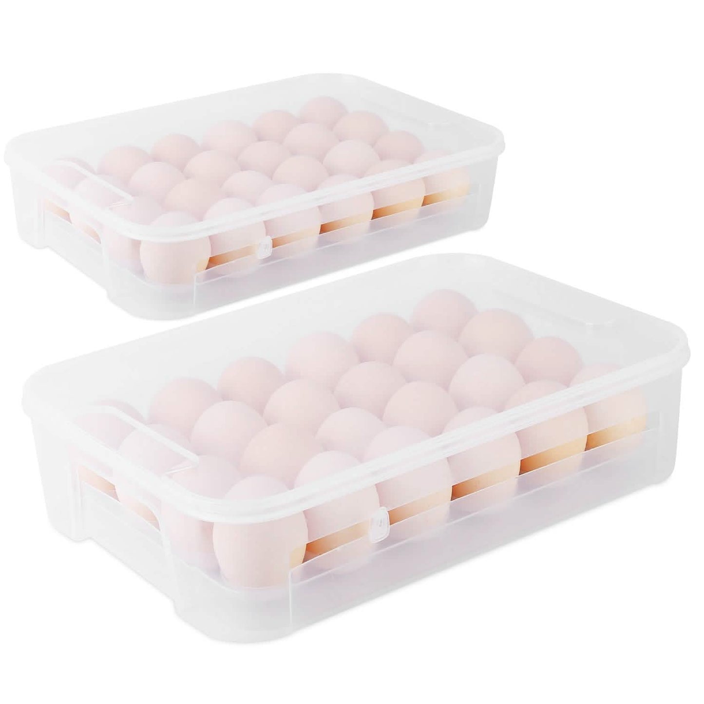2-Piece: Plastic Egg Holder Stackable Egg Storage Box