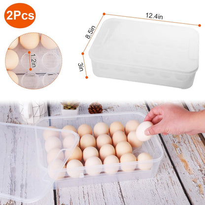 2-Piece: Plastic Egg Holder Stackable Egg Storage Box