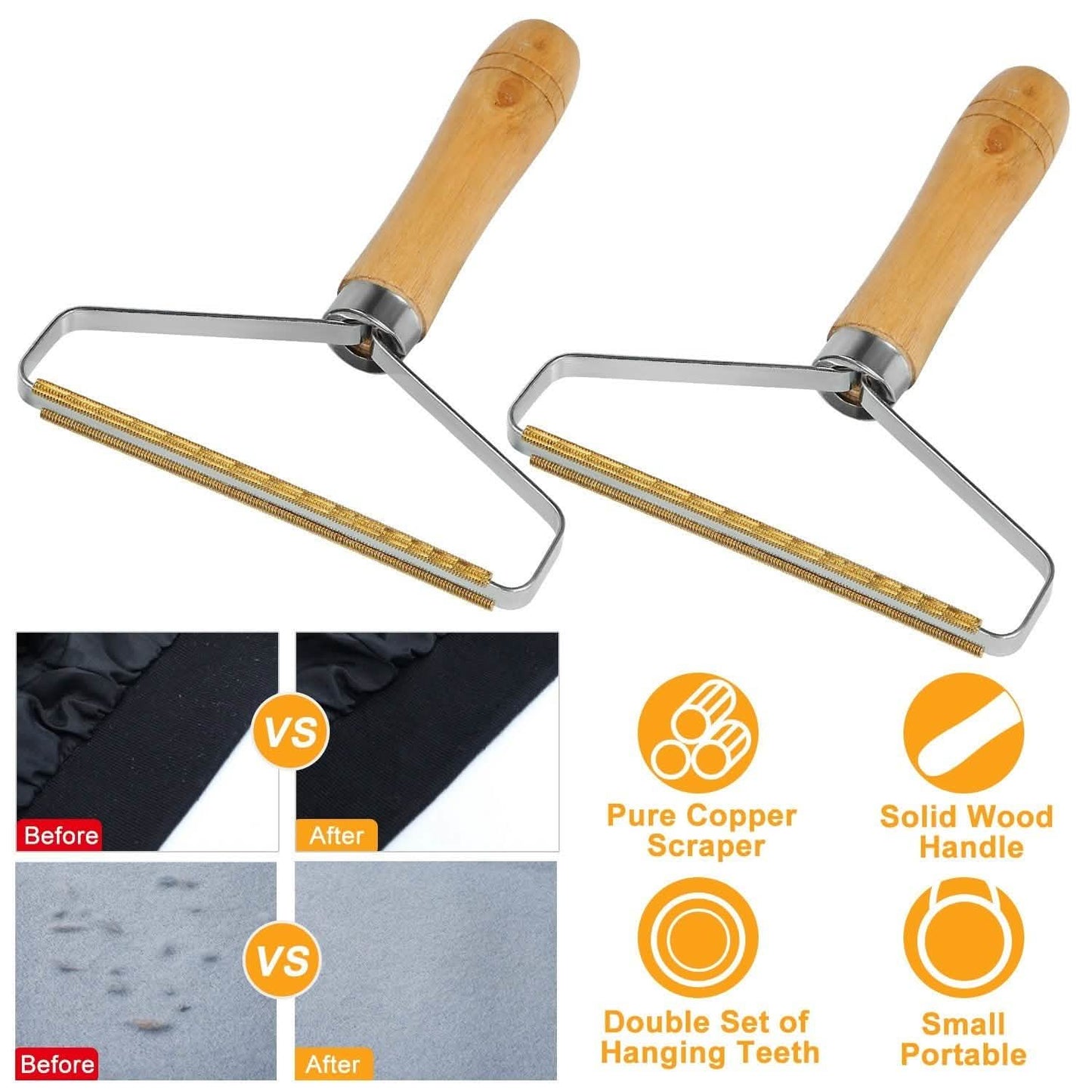 2-Piece: Portable Reusable Double Sided Lint Remover Travel