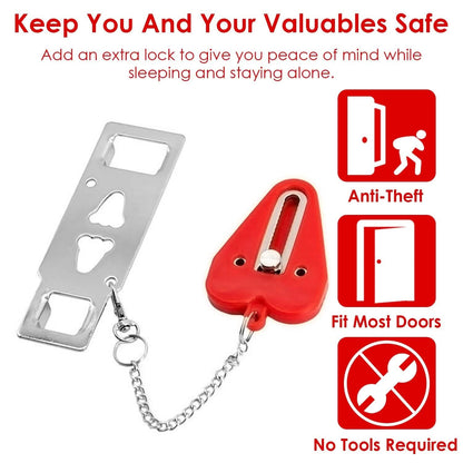 2-Piece: Portable Travel Door Lock Home Hotel Apartment Security Lock