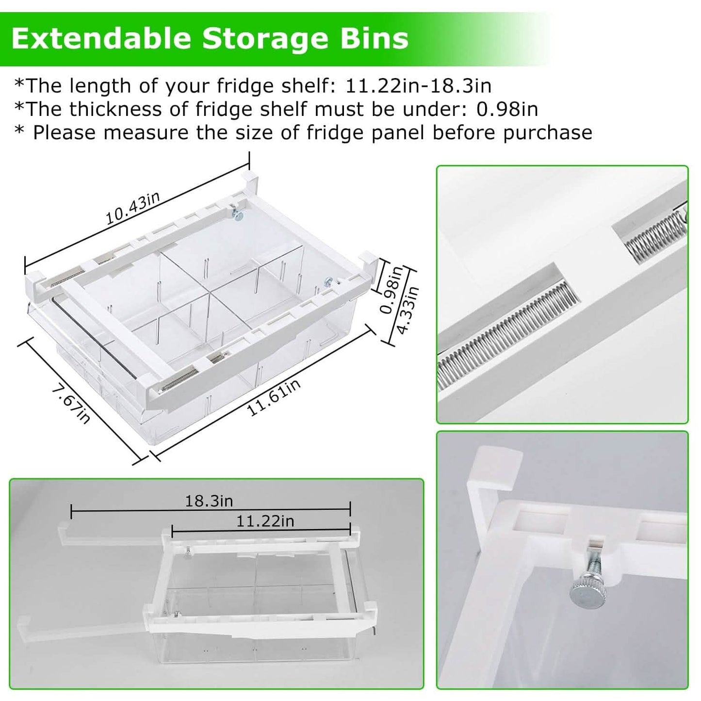 2-Piece: Refrigerator Egg Drawer 36 Egg Capacity Snap On Hanging Storage Tray