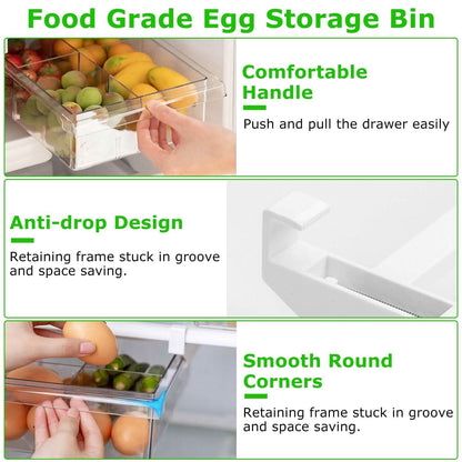 2-Piece: Refrigerator Egg Drawer 36 Egg Capacity Snap On Hanging Storage Tray