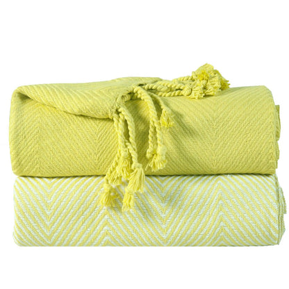 2-Piece Set: 100% Cotton Hand Twisted Throw Blanket 50" X 60"