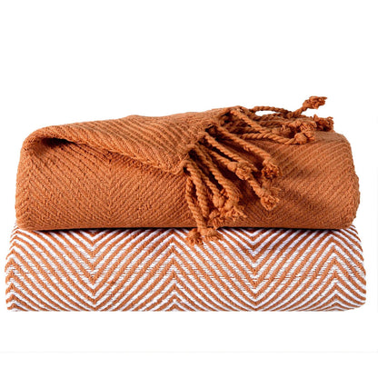 2-Piece Set: 100% Cotton Hand Twisted Throw Blanket 50" X 60"