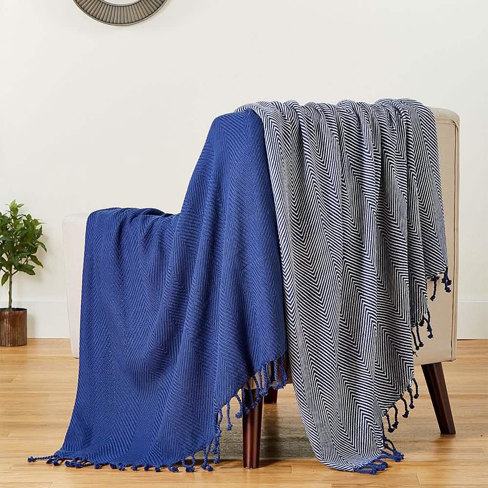 2-Piece Set: 100% Cotton Hand Twisted Throw Blanket 50" X 60"