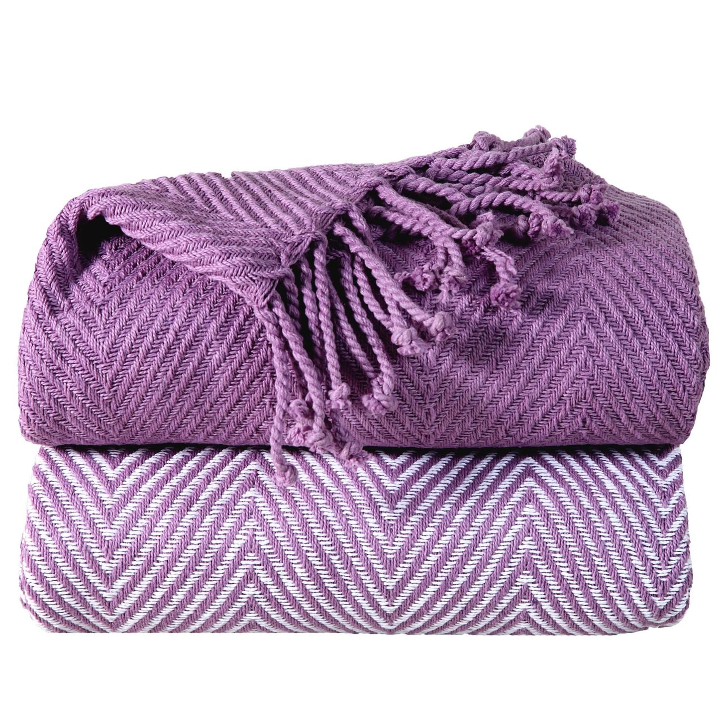 2-Piece Set: 100% Cotton Hand Twisted Throw Blanket 50" X 60"