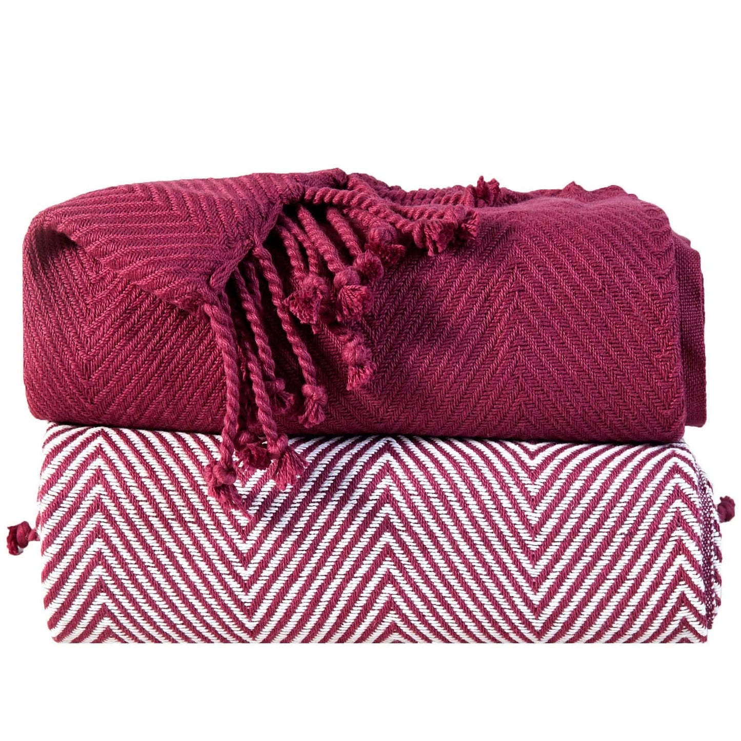 2-Piece Set: 100% Cotton Hand Twisted Throw Blanket 50" X 60"