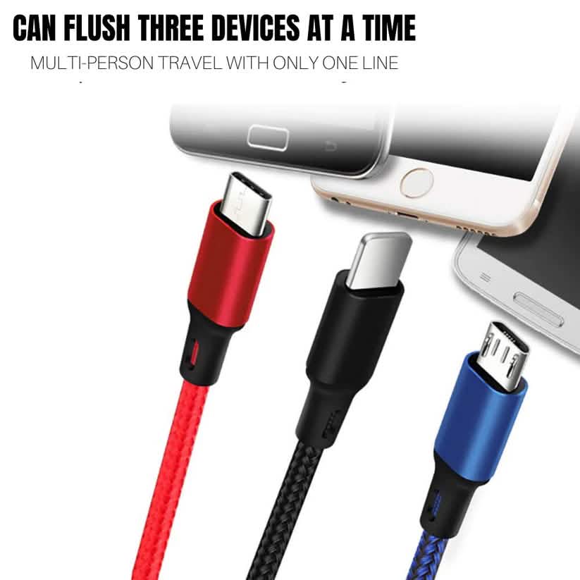 2-Piece Set: 3-Port LED Display High Speed Wall Charger White + 3-in-1 Cable Combo