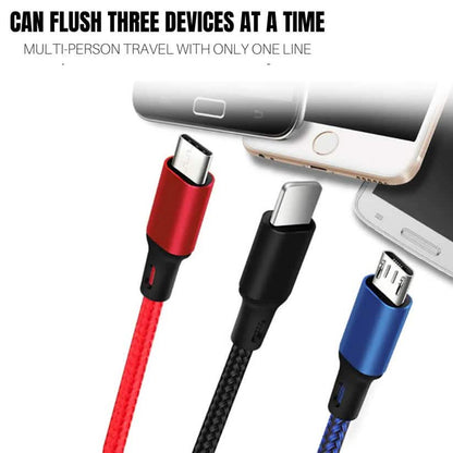 2-Piece Set: 3-Port LED Display High Speed Wall Charger White + 3-in-1 Cable Combo