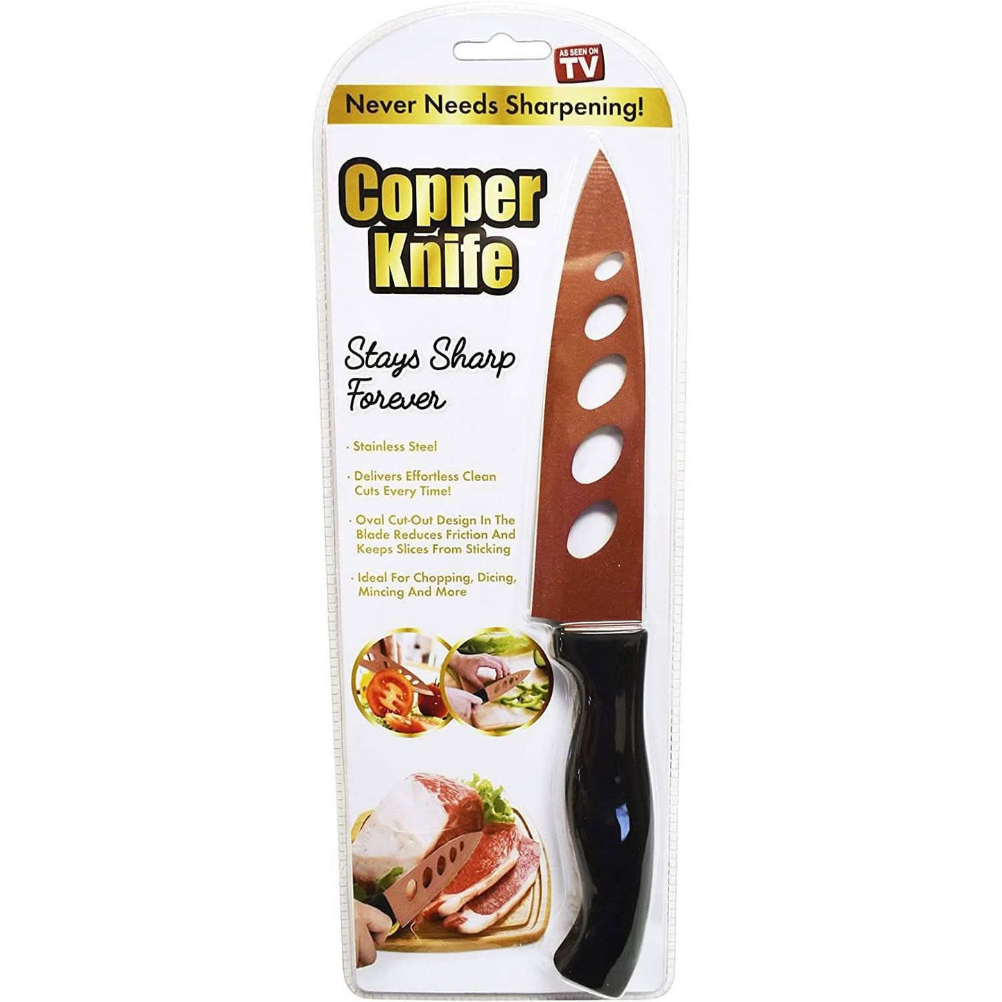 2-Piece Set: 6.25" Blade Never Sharpen Copper Knives - As Seen on TV