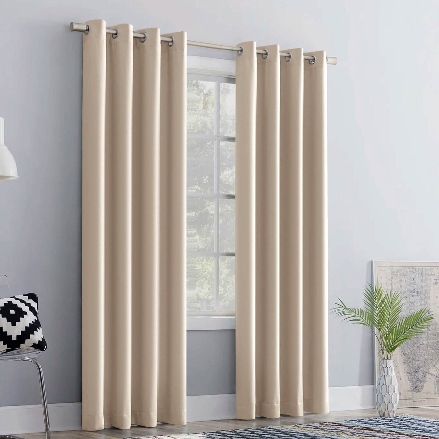 2-Piece Set: Blackout Curtains Double Panel Thermal Insulated Room Darkening Curtain Pair Grommet Top Design