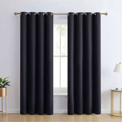 2-Piece Set: Blackout Curtains Double Panel Thermal Insulated Room Darkening Curtain Pair Grommet Top Design