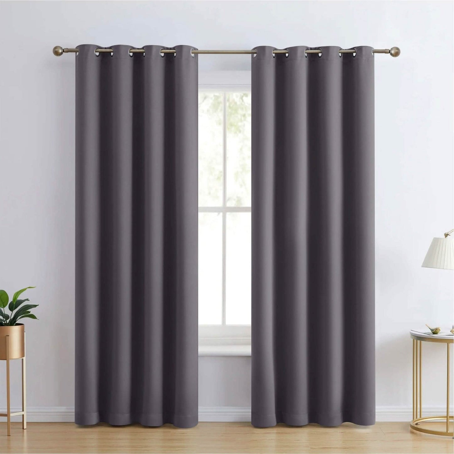 2-Piece Set: Blackout Curtains Double Panel Thermal Insulated Room Darkening Curtain Pair Grommet Top Design