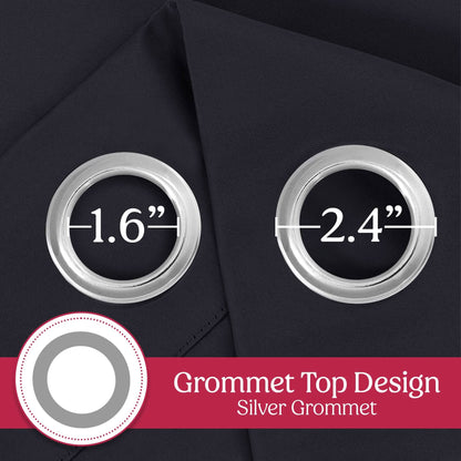 2-Piece Set: Blackout Curtains Double Panel Thermal Insulated Room Darkening Curtain Pair Grommet Top Design