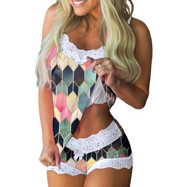 2-Piece Set: Cami + Shorts Set For Women Nightwear