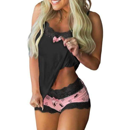 2-Piece Set: Cami + Shorts Set For Women Nightwear