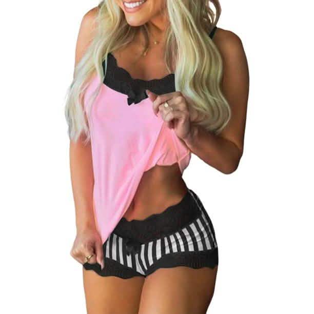 2-Piece Set: Cami + Shorts Set For Women Nightwear