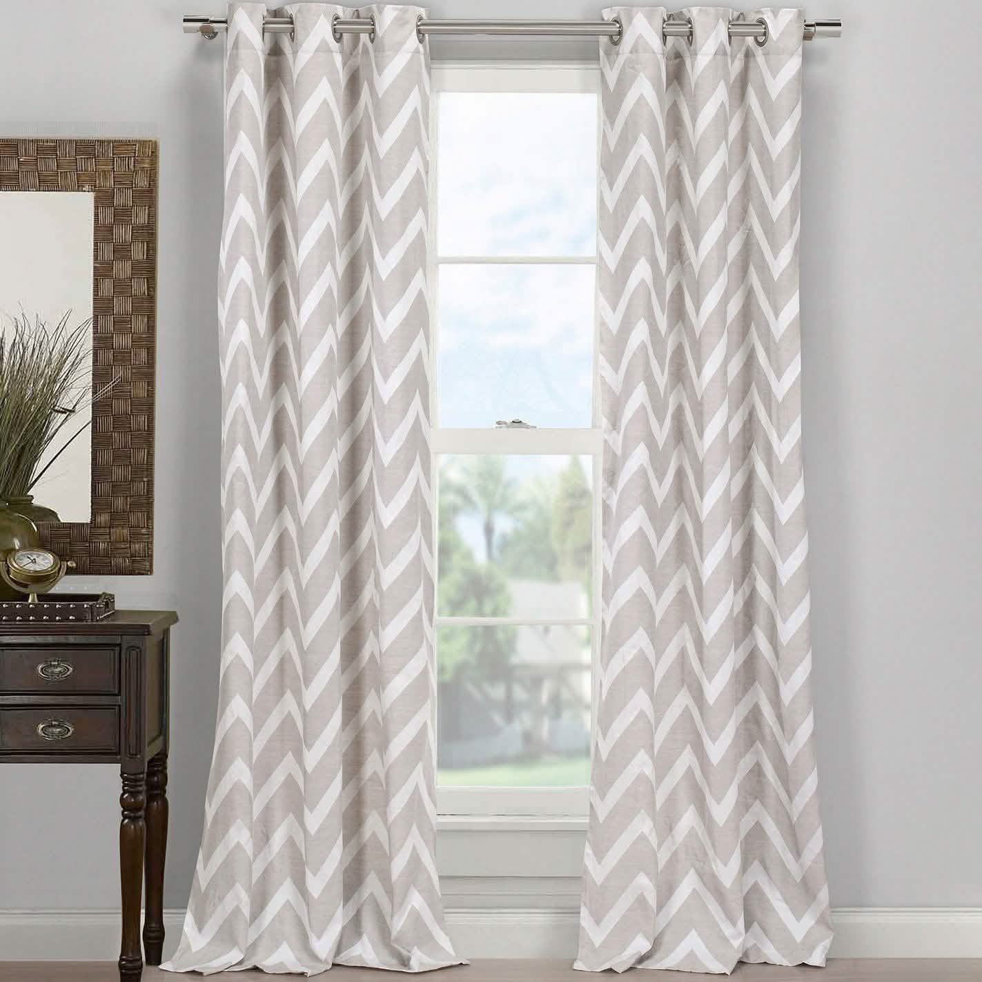 2-Piece Set: Chevron Grommet Window Curtain Pair Panel