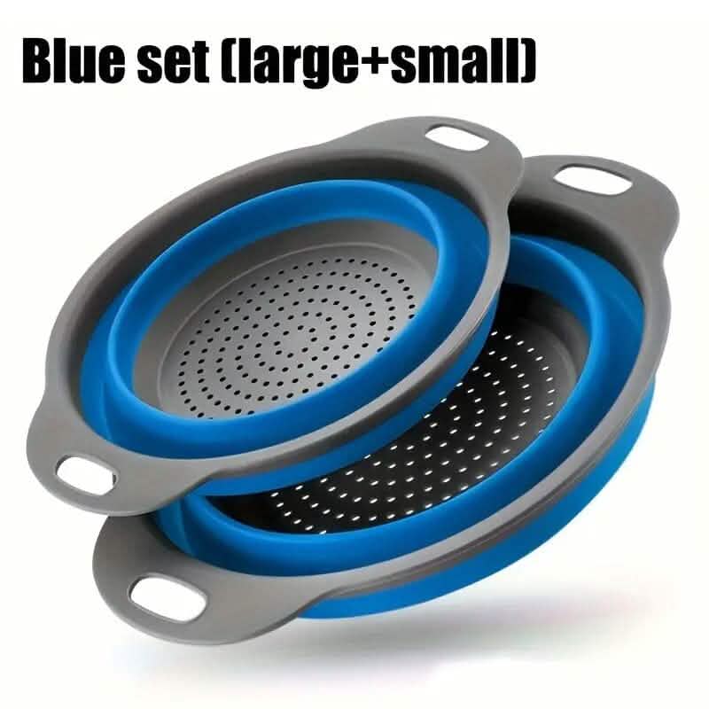 2-Piece Set: Circular Blue Suit Foldable Silicone Kitchen Drop Funnel