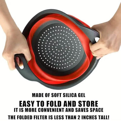 2-Piece Set: Circular Blue Suit Foldable Silicone Kitchen Drop Funnel