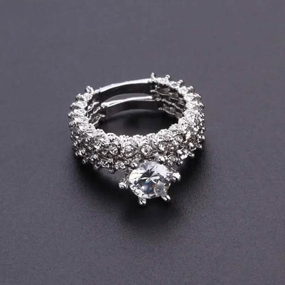 2-Piece Set: Fashionable Engagement Rings Adorned with Full Rhinestones