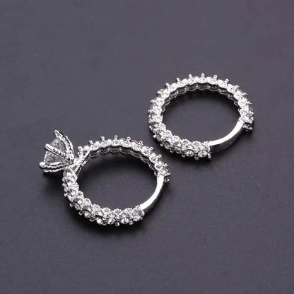 2-Piece Set: Fashionable Engagement Rings Adorned with Full Rhinestones