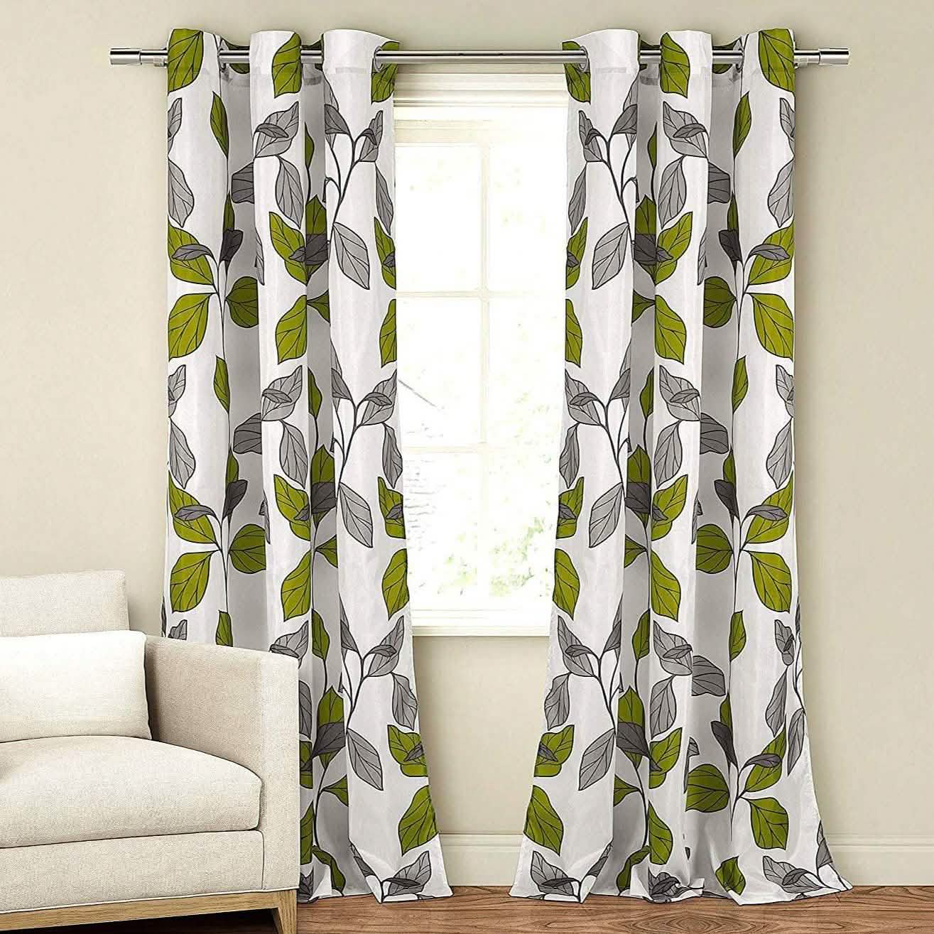 2-Piece Set: Floral Leaves Blackout Grommet Window Curtain Pair Panel