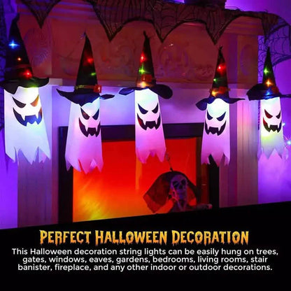 2-Piece Set: Glowing Ghost Witch Hat Halloween Decorations