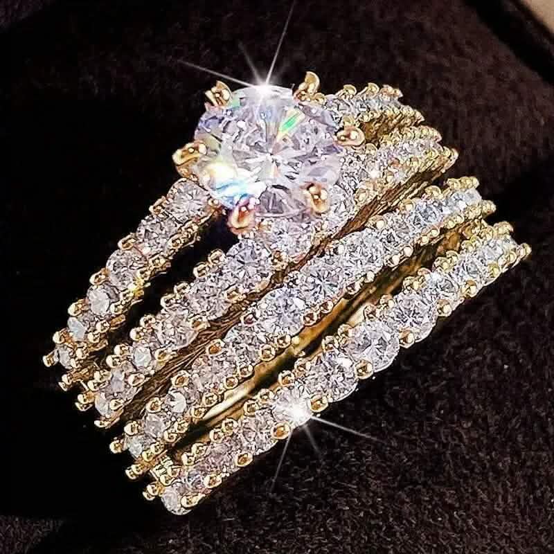 2-Piece Set: Gold Inlays with Zirconia Rings