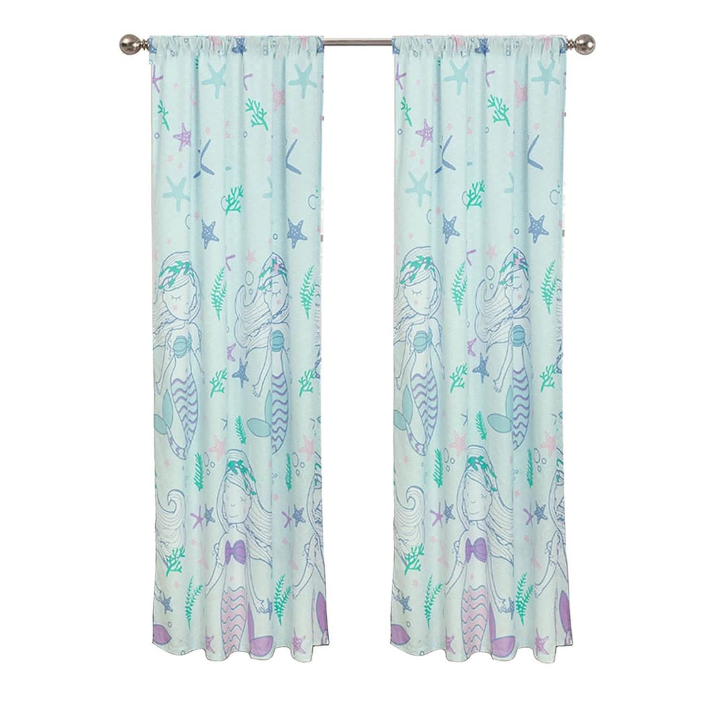 2-Piece Set: Kidz Mix Mystical Mermaid Window Panel Pair