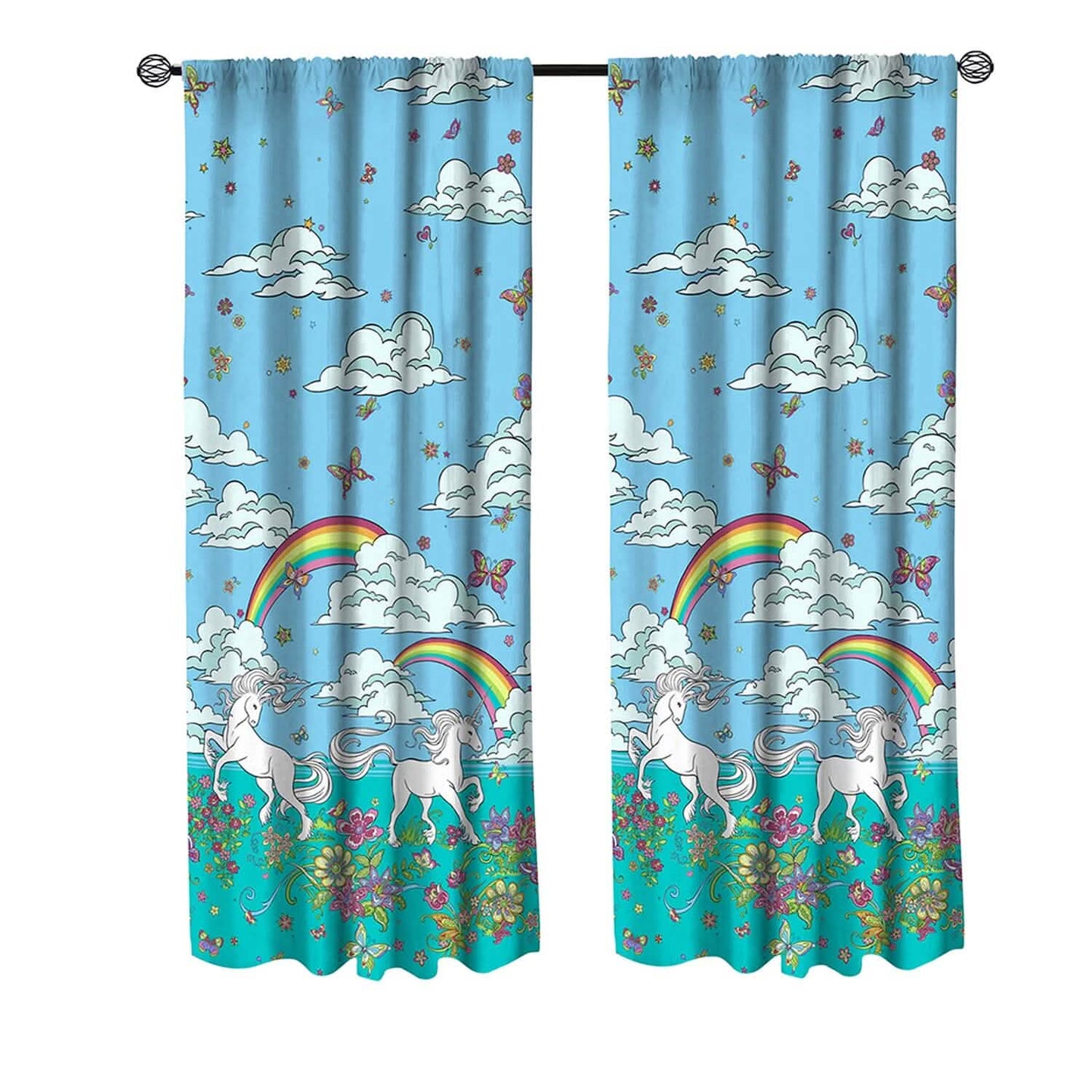 2-Piece Set: Kidz Mix Rainbow Unicorn Window Panel Pair