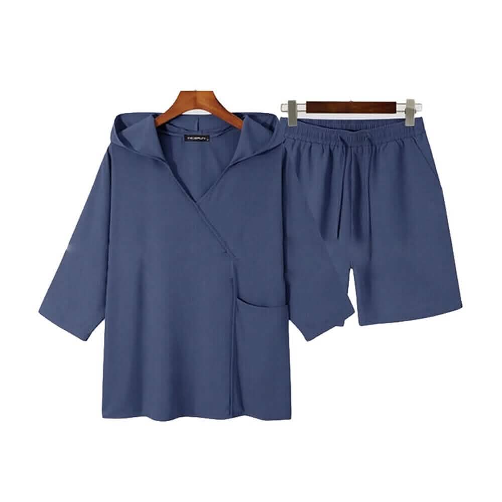 2-Piece Set: Men's Hooded Tracksuit Tennis Shirt Shorts and T Shirt Set Plain