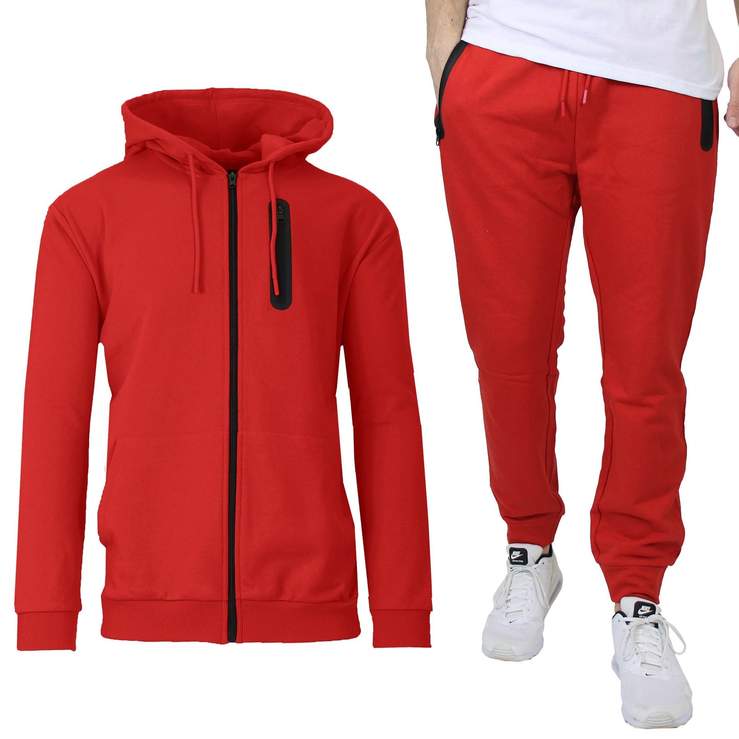 2-Piece Set: Men's Slim Fitting French Terry Hoodie & Jogger