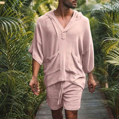 2-Piece Set: Men's Tracksuit Tennis Shirt Shorts and T Shirt Set Set Solid Color V Neck