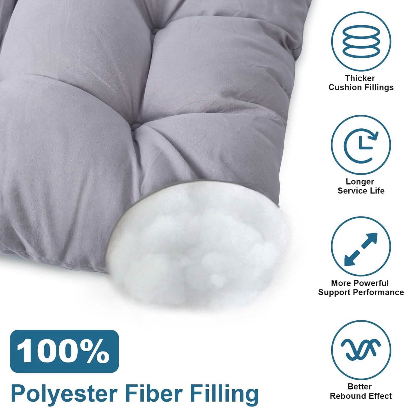 2-Piece Set: Rocking Chair Cushion with Non-Slip Ties Polyester Fiber Filling