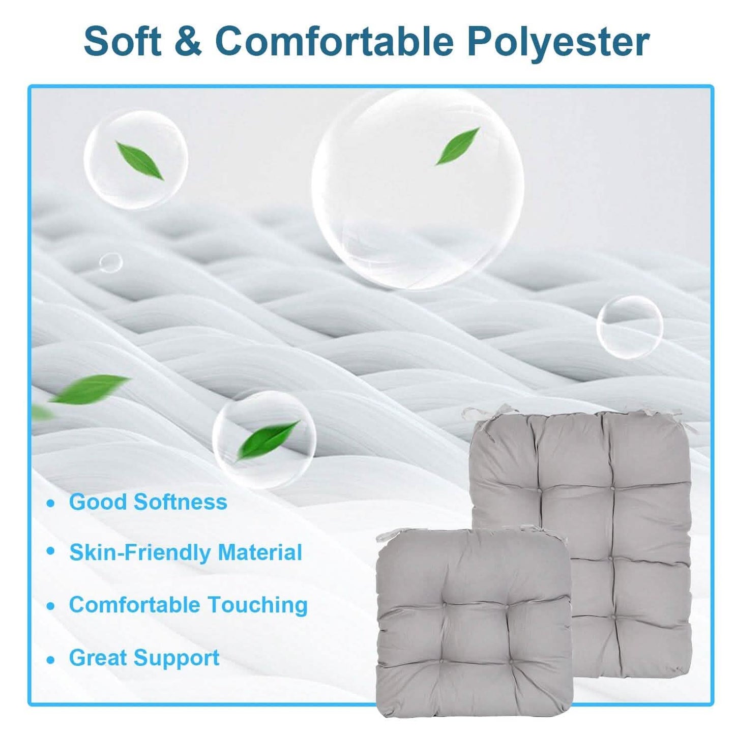 2-Piece Set: Rocking Chair Cushion with Non-Slip Ties Polyester Fiber Filling
