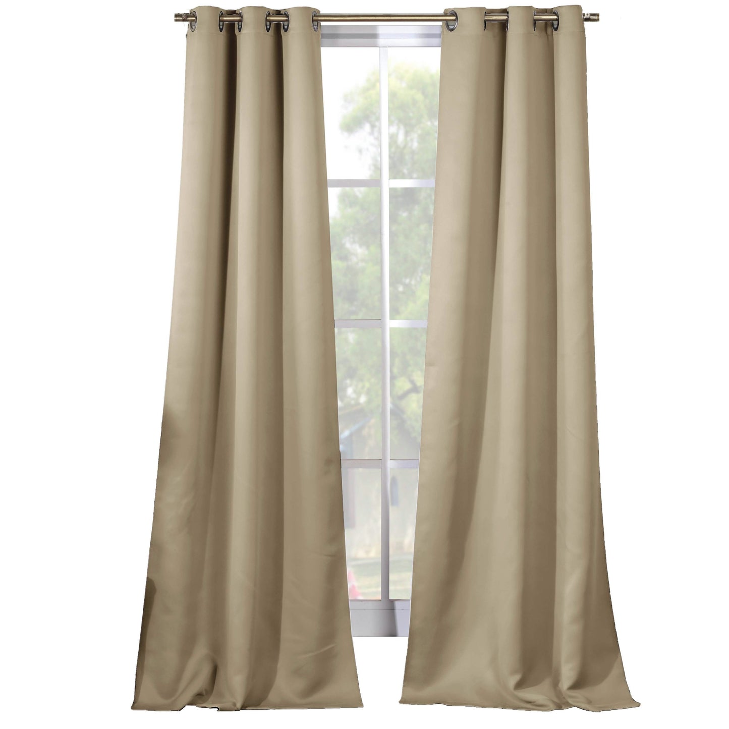 2-Piece Set: Solid Blackout Thermal Grommet Window Curtain Pair Panel