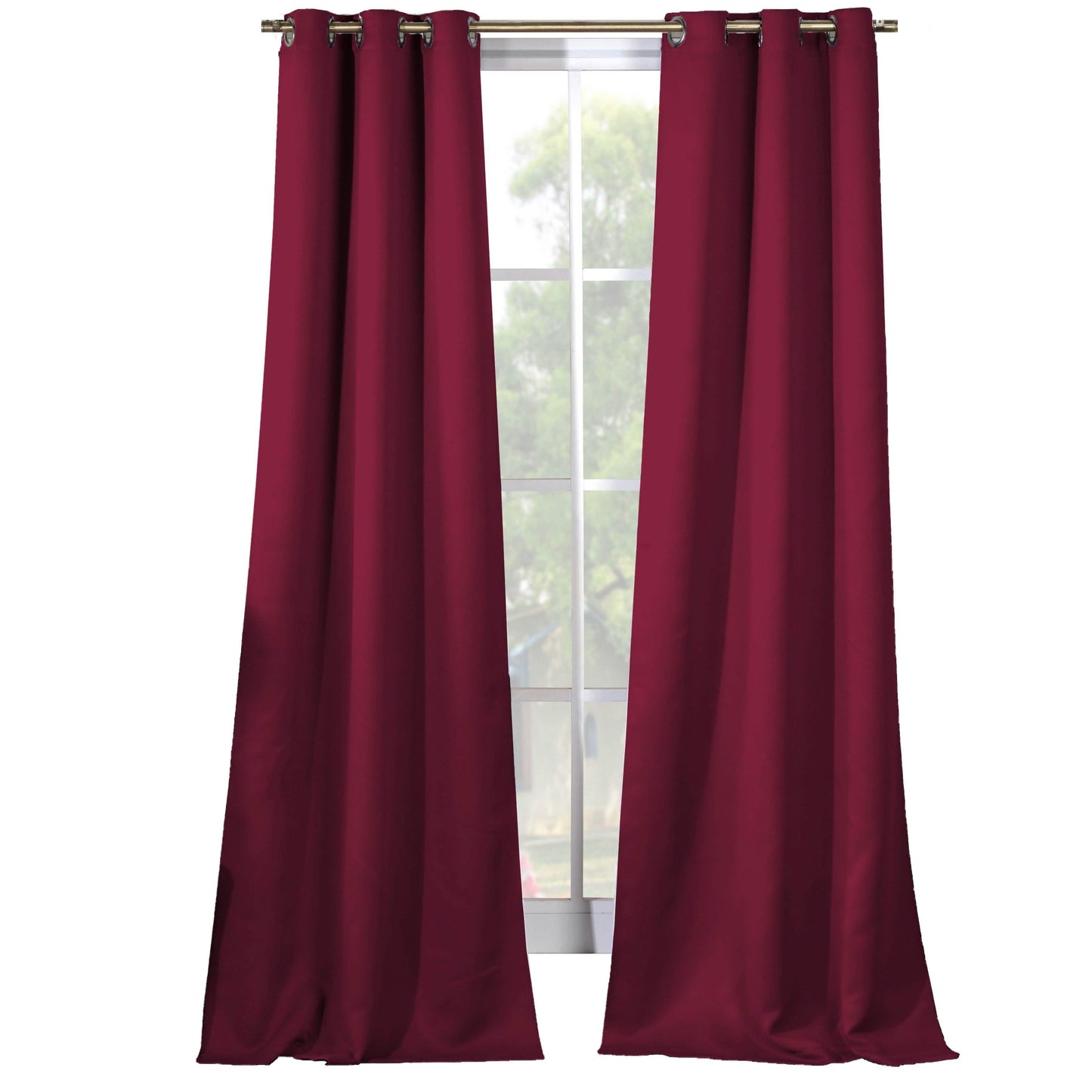 2-Piece Set: Solid Blackout Thermal Grommet Window Curtain Pair Panel