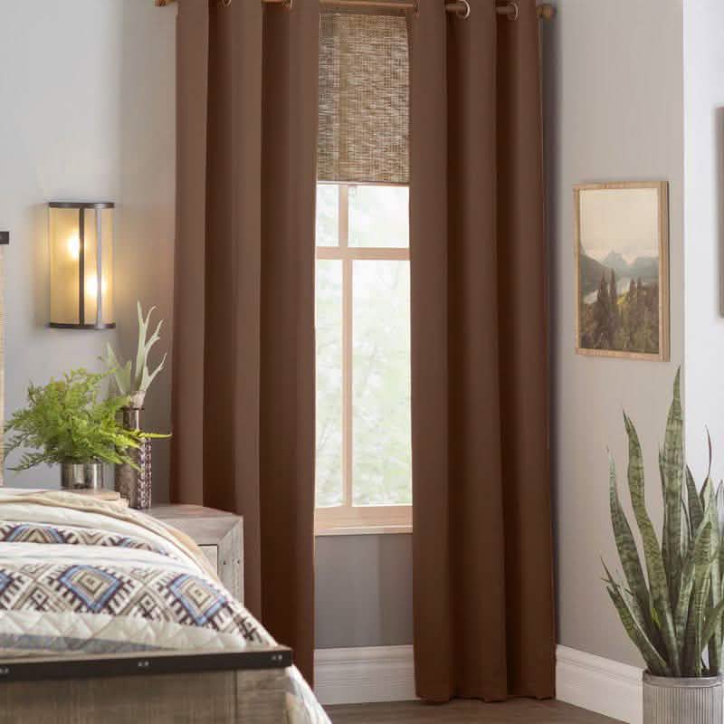 2-Piece Set: Solid Blackout Thermal Grommet Window Curtain Pair Panel