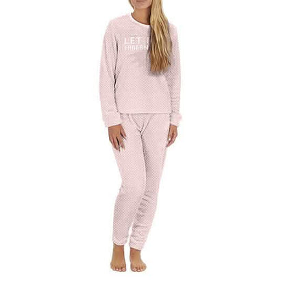 2-Piece Set: Women's Plush Popcorn Knit Top and Jogger Pants Pajama Set (Plus Size)