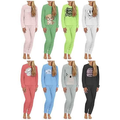 2-Piece Set: Women's Plush Popcorn Knit Top and Jogger Pants Pajama Set (Plus Size)