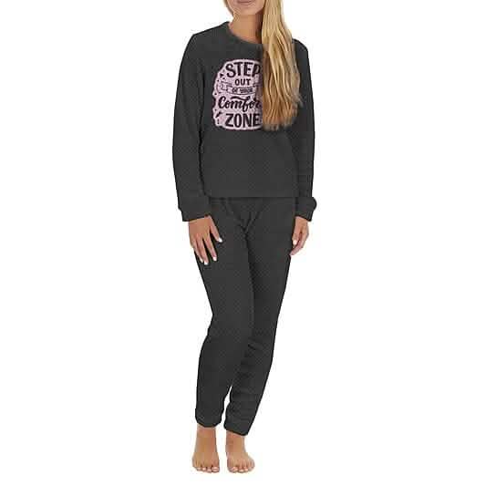 2-Piece Set: Women's Plush Popcorn Knit Top and Jogger Pants Pajama Set (Plus Size)